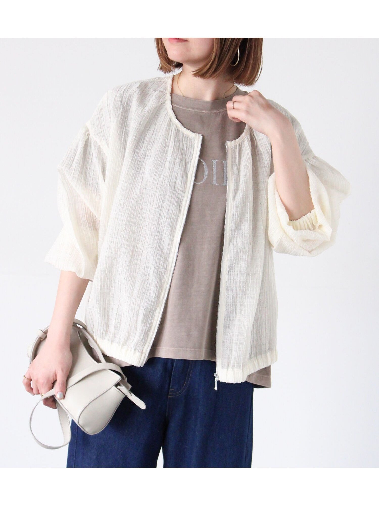 【テチチ/Te chichi】のノーカラーカットブルゾン 人気、トレンドファッション・服の通販 founy(ファニー) 　ファッション　Fashion　レディースファッション　WOMEN　アウター　Coat Outerwear　ブルゾン　Blouson/Jackets　シアー　Sheer　シンプル　Simple　トレンド　Trend　 other-1|ID: prp329100004530022 ipo3291000000032077162