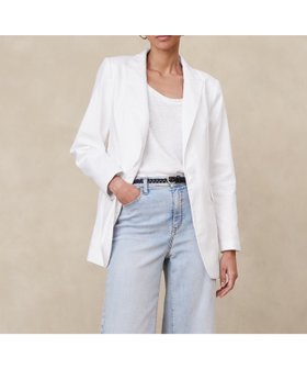 【バナナリパブリック ファクトリーストア/BANANA REPUBLIC FACTORY STORE】のBANANA REPUBLIC FACTORY STORE リネンブレンドブレザー 人気、トレンドファッション・服の通販 founy(ファニー) ファッション Fashion レディースファッション Ladies' Fashion Online デニム Denim ボーダー Border |ID:prp329100004530068