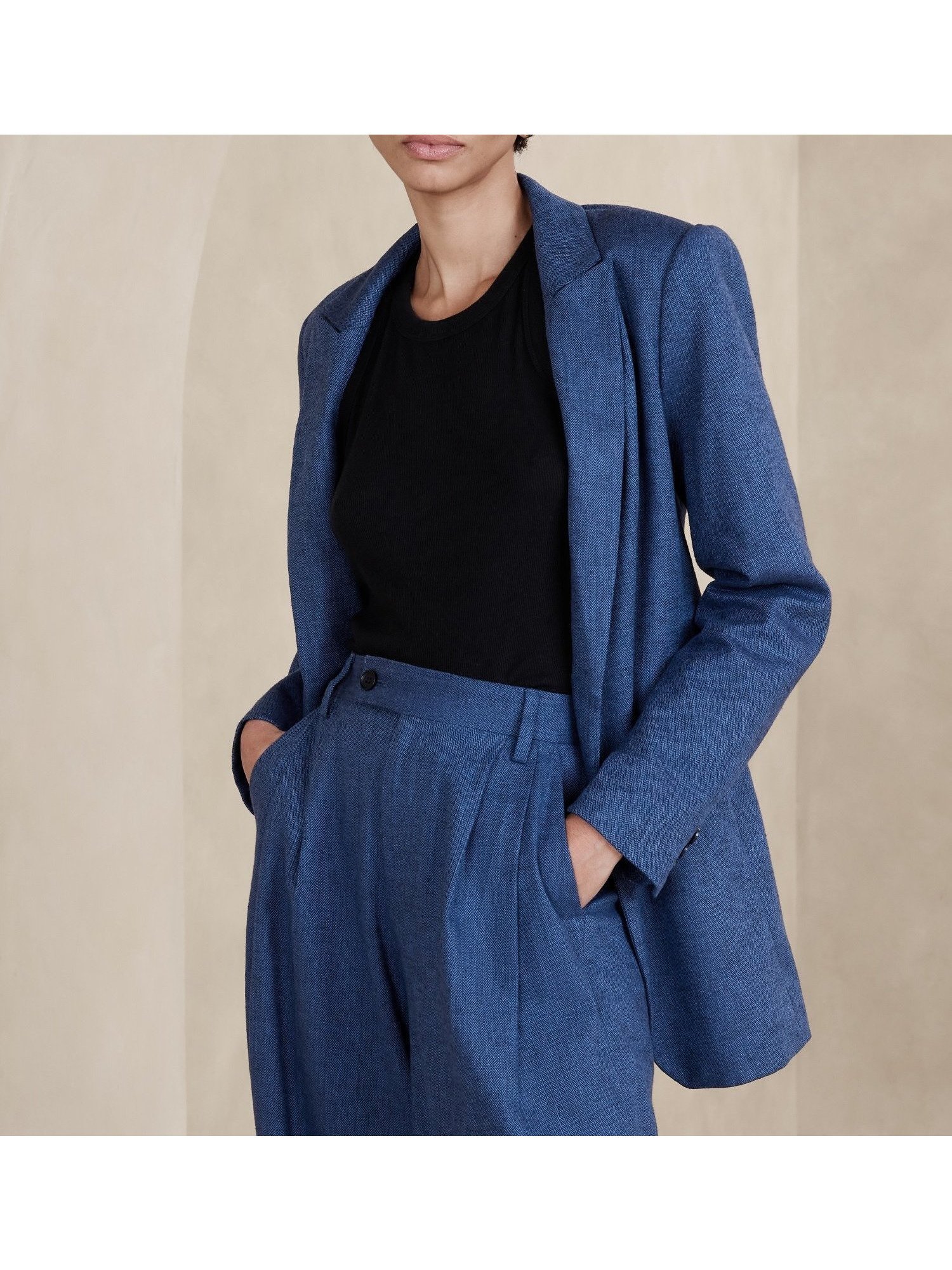 【バナナリパブリック ファクトリーストア/BANANA REPUBLIC FACTORY STORE】のBANANA REPUBLIC FACTORY STORE リネンブレンドブレザー インテリア・キッズ・メンズ・レディースファッション・服の通販 founy(ファニー) 　ファッション　Fashion　レディースファッション　Ladies' Fashion Online　デニム　Denim　ボーダー　Border　CROSS_BLUE_HERRINGBONE|ID: prp329100004530068 ipo3291000000032610505