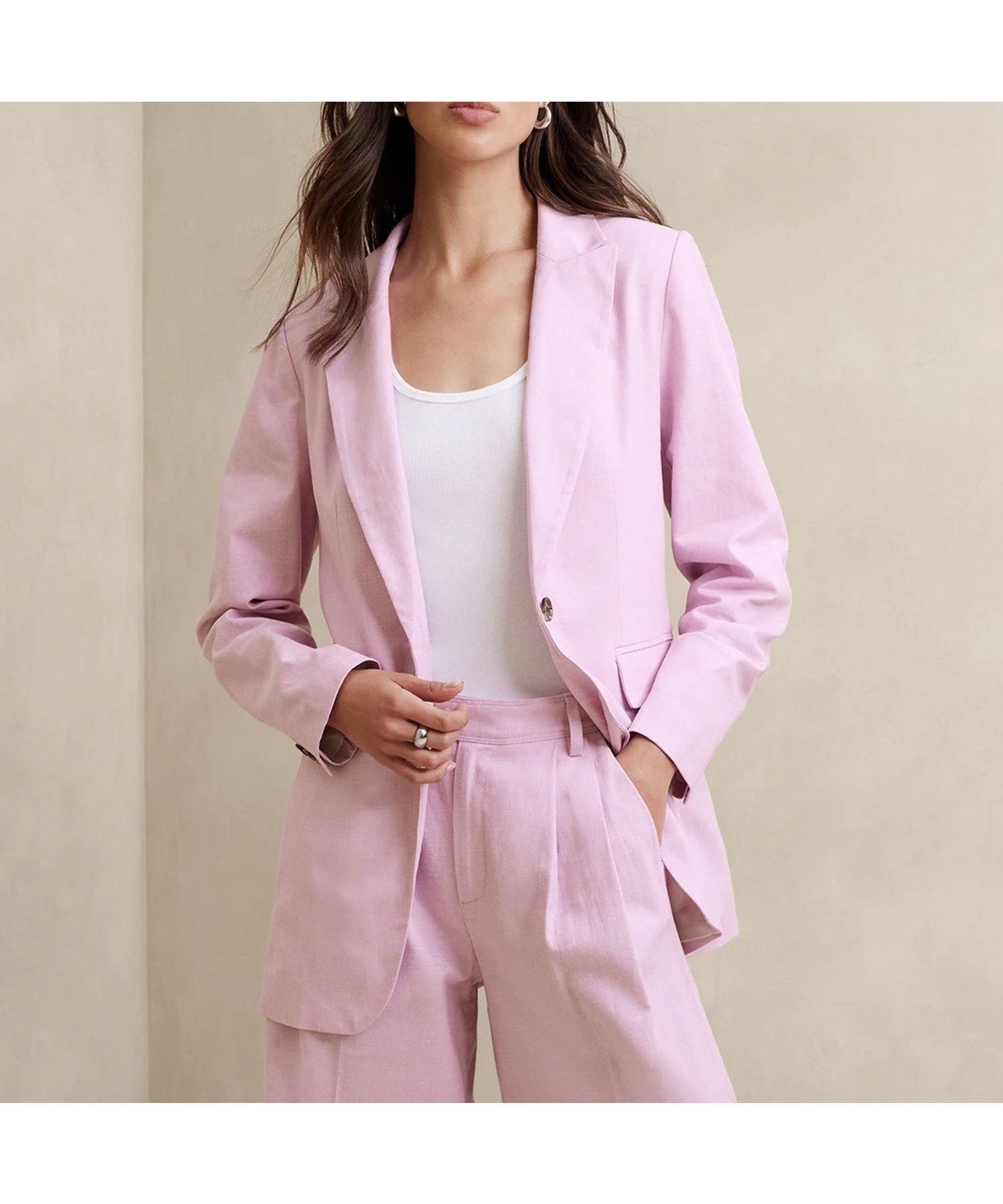 【バナナリパブリック ファクトリーストア/BANANA REPUBLIC FACTORY STORE】のBANANA REPUBLIC FACTORY STORE リネンブレンドブレザー インテリア・キッズ・メンズ・レディースファッション・服の通販 founy(ファニー) 　ファッション　Fashion　レディースファッション　Ladies' Fashion Online　デニム　Denim　ボーダー　Border　PINK_LAVENDER|ID: prp329100004530068 ipo3291000000032610507