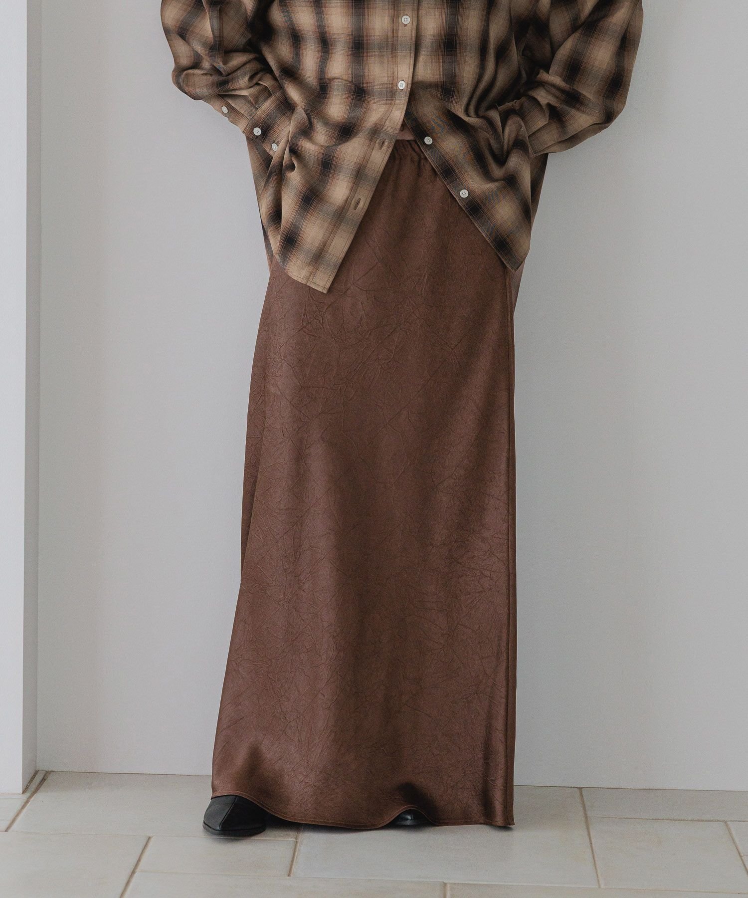 【ローリーズファーム/LOWRYS FARM】のストレッチサテンスカート インテリア・キッズ・メンズ・レディースファッション・服の通販 founy(ファニー) 　ファッション　Fashion　レディースファッション　Fashion for Women　スカート　Skirts　カットソー　Cut and Sewn Top　サテン　Satin, Glossy Fabric　バイアス　Bias, Diagonal Cut　バランス　Balance, Style Balance　フィット　Fit, Slim Fit　フレア　Flare, Flared　エレガント 上品　Elegant　ブラウン58|ID: prp329100004530082 ipo3291000000033360410
