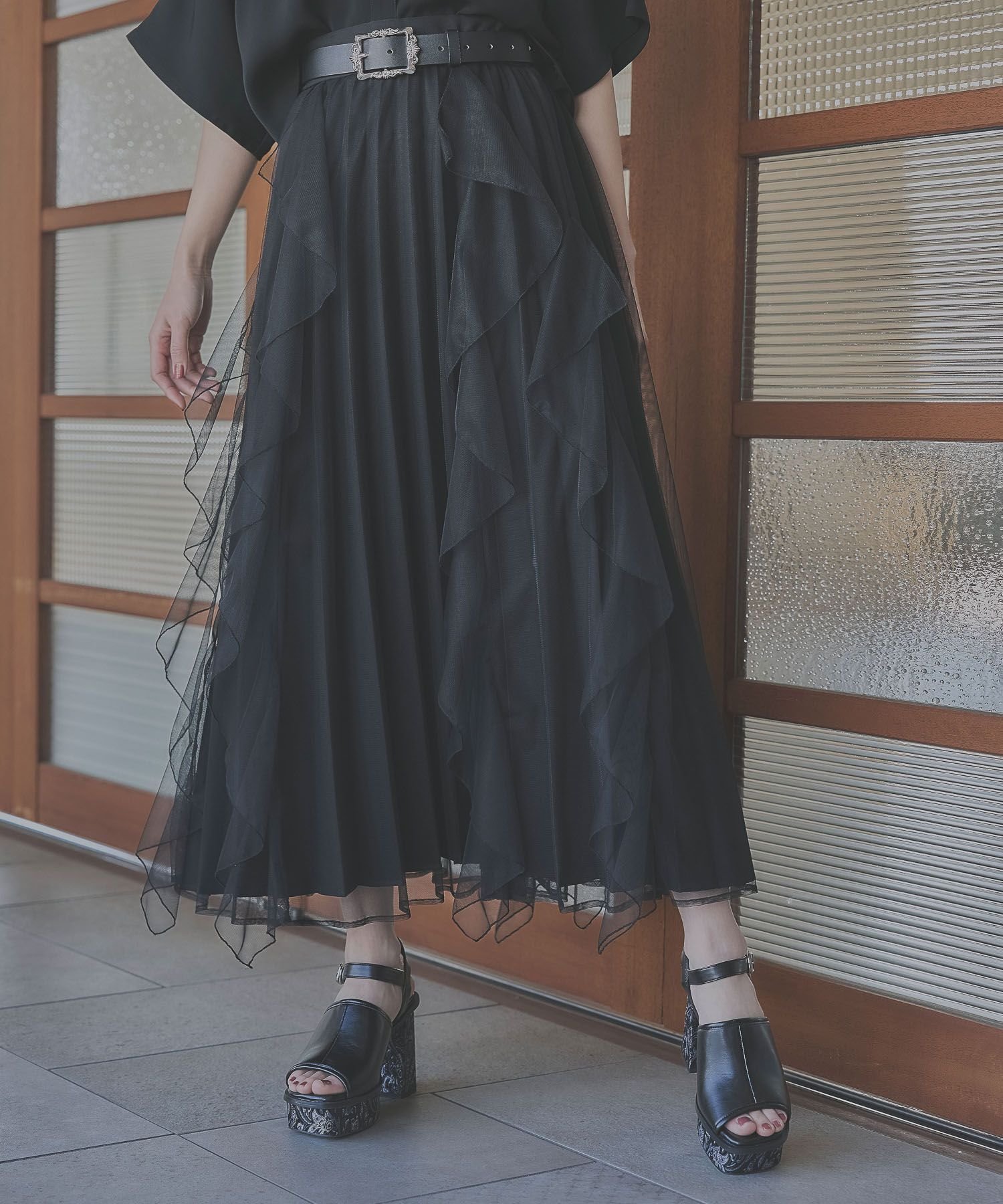 【ハレ/HARE】のシアーレイヤープリーツスカート インテリア・キッズ・メンズ・レディースファッション・服の通販 founy(ファニー) 　ファッション　Fashion　レディースファッション　WOMEN　スカート　Skirt　プリーツスカート　Pleated Skirts　おすすめ　Recommend　スウェット　Sweat　チュール　Tulle　ドッキング　Docking　フリル　Frills　フレア　Flare　プリーツ　Pleats　エレガント 上品　Elegant　ブラック系その他10|ID: prp329100004530095 ipo3291000000032028002