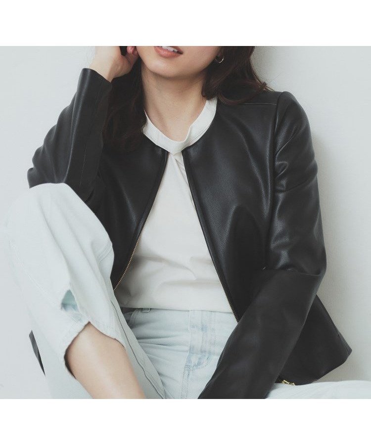 【インデックス/INDEX】のシンセティックレザーブルゾン【洗える/ストレッチ】 人気、トレンドファッション・服の通販 founy(ファニー) 　ファッション　Fashion　レディースファッション　WOMEN　アウター　Coat Outerwear　ブルゾン　Blouson/Jackets　コンパクト　Compact　シンプル　Simple　ストレッチ　Stretch　フィット　Fit　ポケット　Pocket　ライダースジャケット　Riders Jacket　リアル　Real　エレガント 上品　Elegant　洗える　Washable　 other-1|ID: prp329100004530115 ipo3291000000032299309