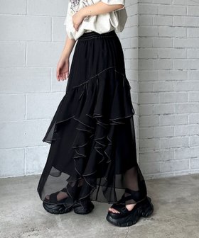 【ページボーイ/PAGEBOY】のステッチフリルスカート 人気、トレンドファッション・服の通販 founy(ファニー) ファッション Fashion レディースファッション WOMEN スカート Skirt アシンメトリー Asymmetry バランス Balance フリル Frills |ID:prp329100004530123