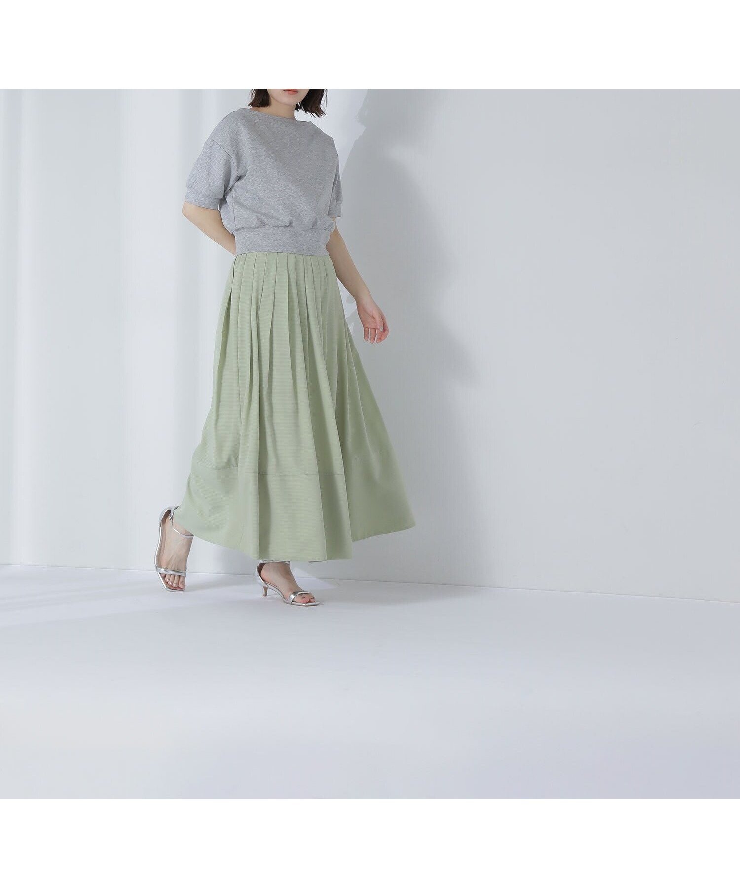 【ナチュラル ビューティー ベーシック/NATURAL BEAUTY BASIC】のタックプリーツフレアスカート インテリア・キッズ・メンズ・レディースファッション・服の通販 founy(ファニー) 　ファッション　Fashion　レディースファッション　WOMEN　スカート　Skirt　Aライン/フレアスカート　Flared A-Line Skirts　ギャザー　Gather　シンプル　Simple　フェミニン　Feminine　フレア　Flare　プリーツ　Pleats　ライトグリーン|ID: prp329100004530165 ipo3291000000032028276