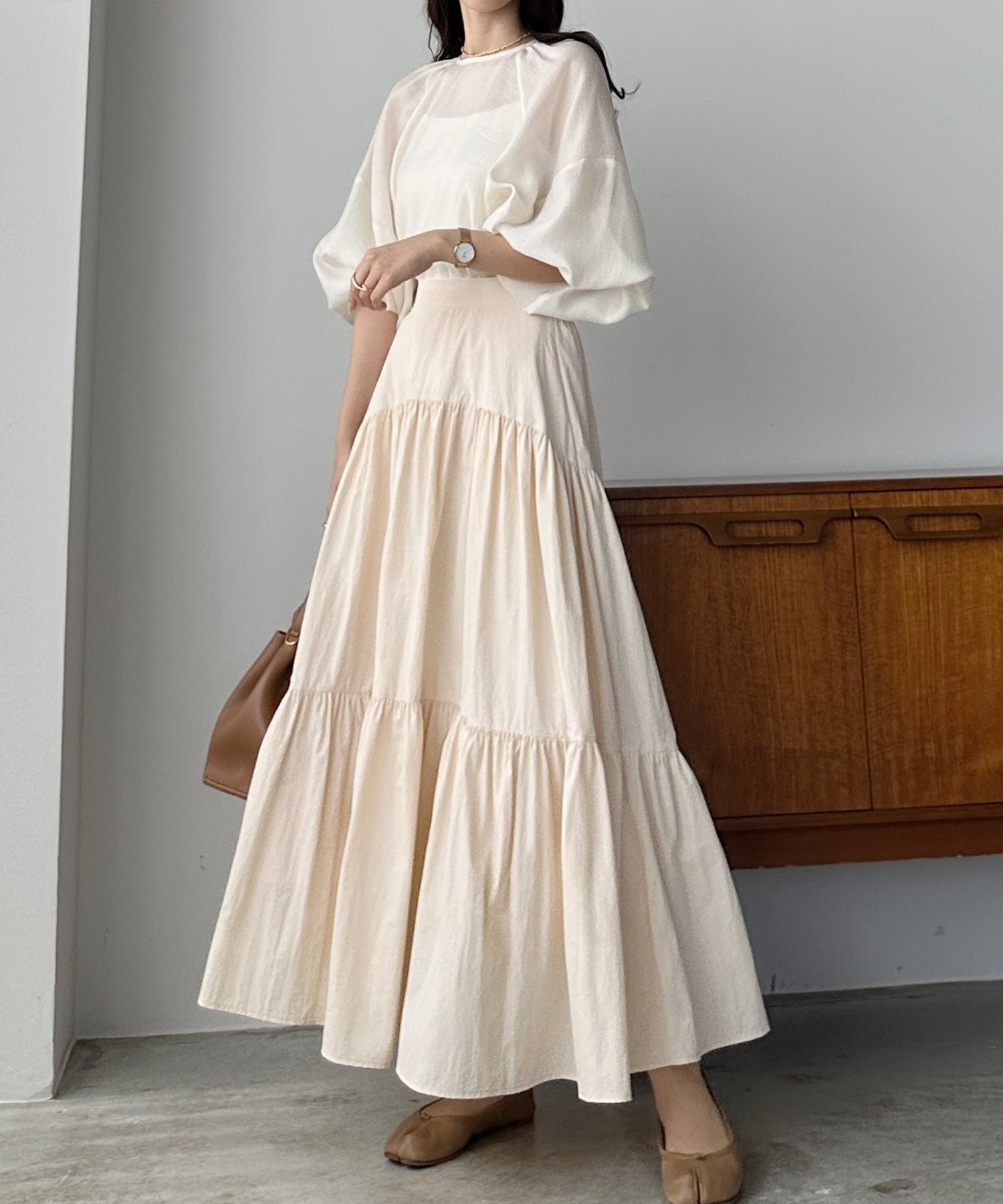 【ジュノア/JUNOAH】のLouere ワッシャースカート インテリア・キッズ・メンズ・レディースファッション・服の通販 founy(ファニー) 　ファッション　Fashion　レディースファッション　WOMEN　スカート　Skirt　ベージュ|ID: prp329100004530208 ipo3291000000032238863