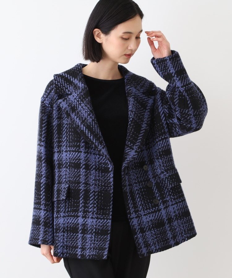 【インディヴィ/INDIVI】の【日本製】ビッグチェック柄ショートコート インテリア・キッズ・メンズ・レディースファッション・服の通販 founy(ファニー) 　ファッション　Fashion　レディースファッション　WOMEN　アウター　Coat Outerwear　コート　Coats　アシンメトリー　Asymmetry　ショート　Short　スーツ　Suit　チェック　Check　テーパード　Tapered　ビッグ　Big　フェミニン　Feminine　ポケット　Pocket　マニッシュ　Mannish　ミドル　Middle　ワイド　Wide　日本製　Made In Japan　ブラック|ID: prp329100004530269 ipo3291000000032028698