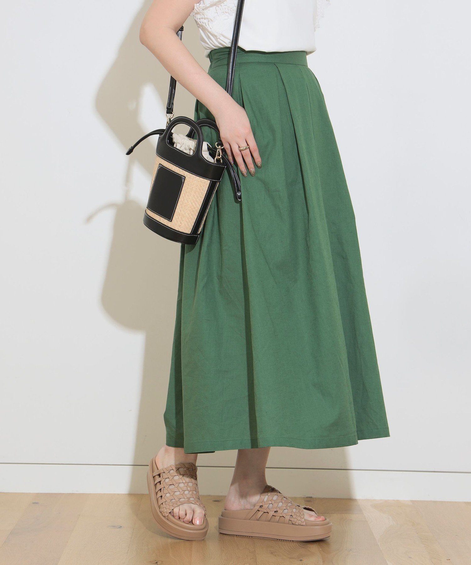 【その他のブランド/Other】の麻混 フレアスカート インテリア・キッズ・メンズ・レディースファッション・服の通販 founy(ファニー) 　ファッション　Fashion　レディースファッション　WOMEN　スカート　Skirt　Aライン/フレアスカート　Flared A-Line Skirts　春　Spring　カットソー　Cut And Sew　キャップ　Cap　ストレート　Straight　バランス　Balance　フィット　Fit　フェミニン　Feminine　フレア　Flare　プレーン　Plane　ポケット　Pocket　ロング　Long　S/S・春夏　Ss・Spring/Summer　おすすめ　Recommend　夏　Summer　GREEN|ID: prp329100004530270 ipo3291000000032028707