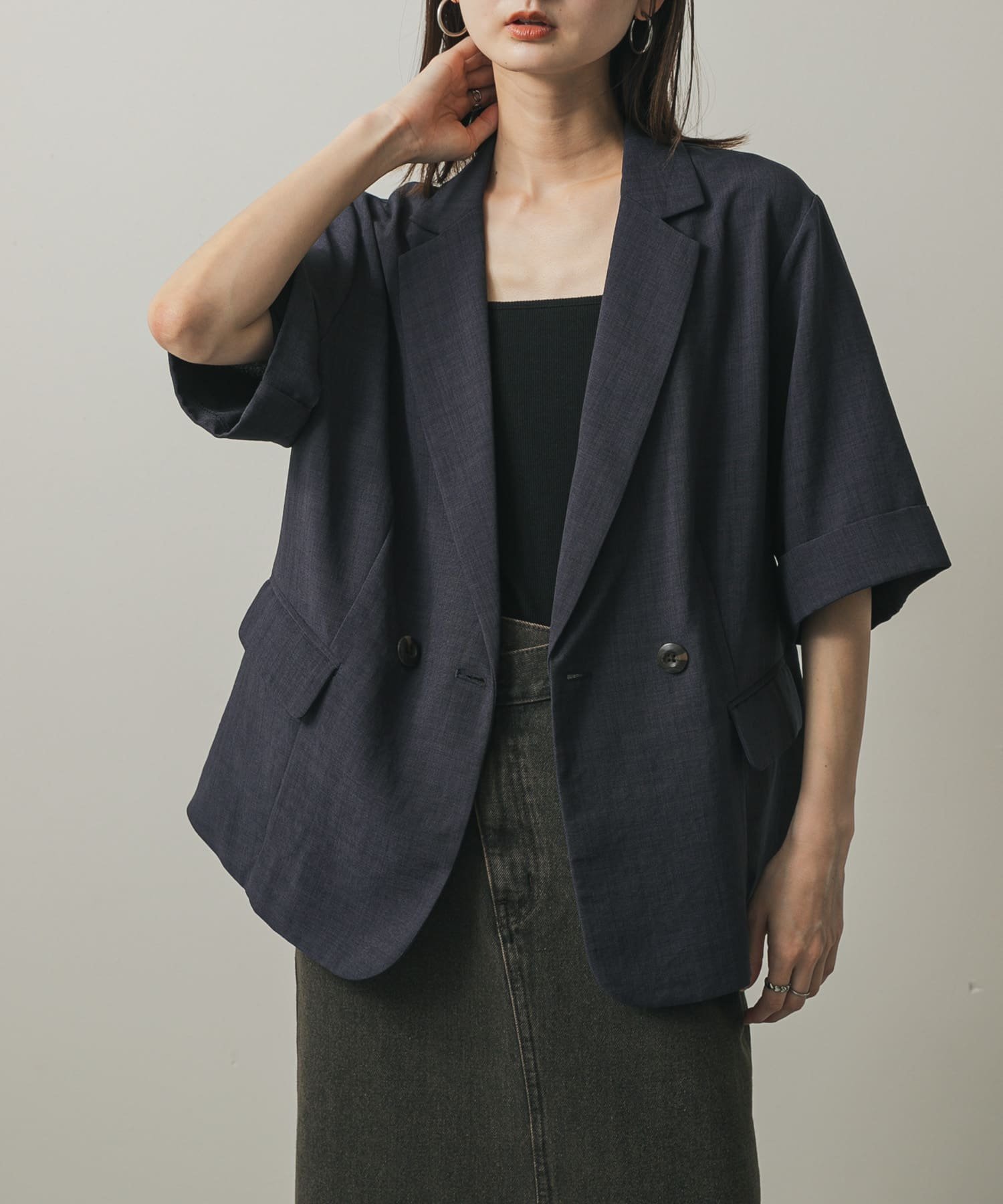 【センスオブプレイス/SENSE OF PLACE by URBAN RESEARCH】の『UR TECH DRYLUXE』リネンライクジャケット インテリア・キッズ・メンズ・レディースファッション・服の通販 founy(ファニー) 　ファッション　Fashion　レディースファッション　Fashion for Women　アウター　Coat / Outerwear Collection　レディースジャケット・軽アウター　Jackets　2025年　2025　2025春夏・S/S　Spring/Summer 2025 SS25　おすすめ　Recommended / Our Picks　キャミ　Camisole, Cami Top　ジャケット　Jacket, Outerwear　セットアップ　Set-Up, Coordinated Outfit　タンク　Tank Top, Sleeveless Top　デコルテ　Décolleté, Neckline　デニム　Denim, Jeans Material　エレガント 上品　Elegant　吸水　Absorbent, Quick-Dry　夏　Summer　S/S・春夏　SS, Spring/Summer, Warm Season　NAVY|ID: prp329100004530288 ipo3291000000033611150