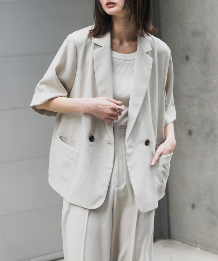 【センスオブプレイス/SENSE OF PLACE by URBAN RESEARCH】の『UR TECH DRYLUXE』リネンライクジャケット インテリア・キッズ・メンズ・レディースファッション・服の通販 founy(ファニー) https://founy.com/ ファッション Fashion レディースファッション Fashion for Women アウター Coat / Outerwear Collection レディースジャケット・軽アウター Jackets 2025年 2025 2025春夏・S/S Spring/Summer 2025 SS25 おすすめ Recommended / Our Picks キャミ Camisole, Cami Top ジャケット Jacket, Outerwear セットアップ Set-Up, Coordinated Outfit タンク Tank Top, Sleeveless Top デコルテ Décolleté, Neckline デニム Denim, Jeans Material エレガント 上品 Elegant 吸水 Absorbent, Quick-Dry 夏 Summer S/S・春夏 SS, Spring/Summer, Warm Season |ID: prp329100004530288 ipo3291000000033882762