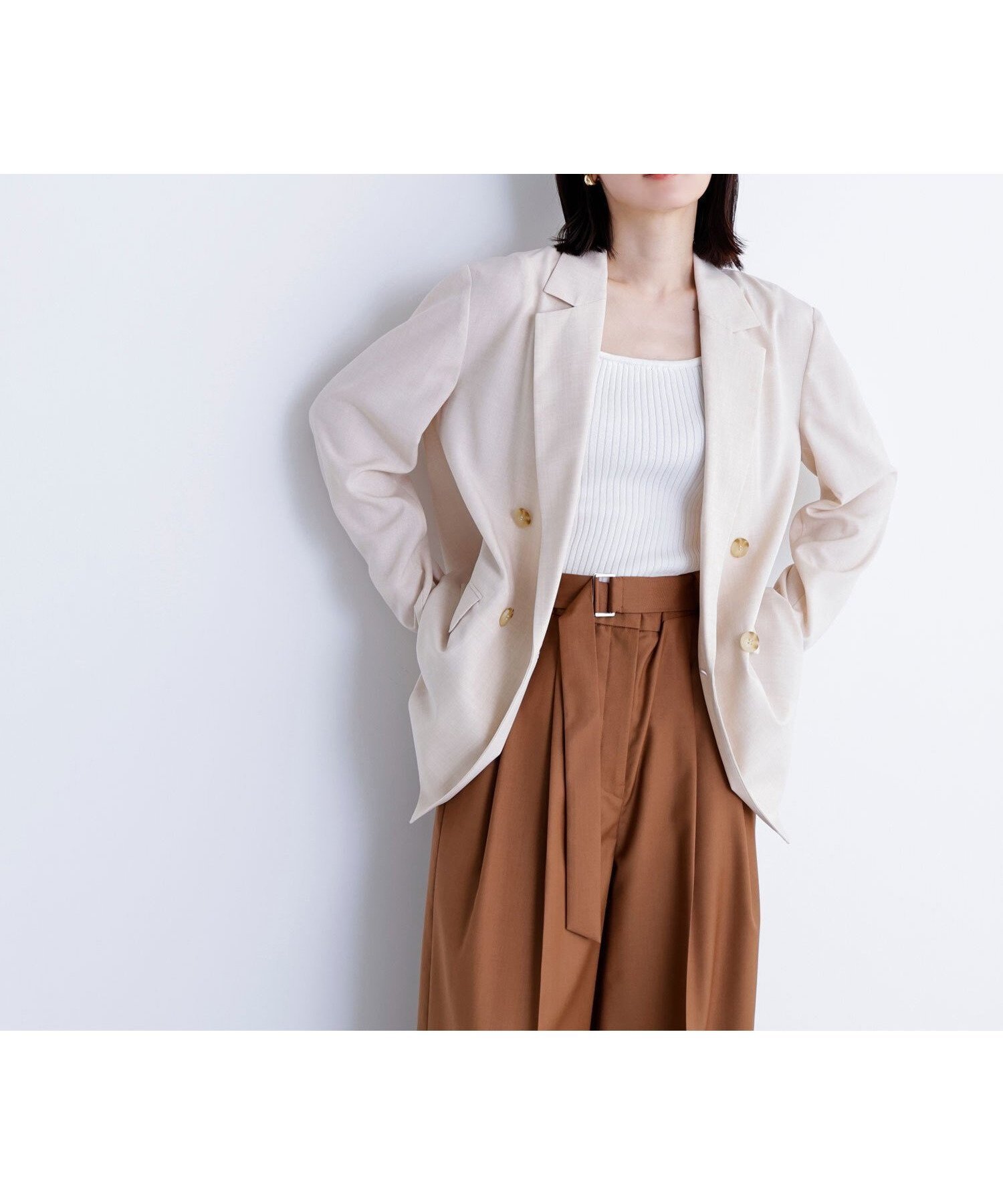 【ナチュラル ビューティー ベーシック/NATURAL BEAUTY BASIC】のライトボクシーダブルジャケット インテリア・キッズ・メンズ・レディースファッション・服の通販 founy(ファニー) 　ファッション　Fashion　レディースファッション　Ladies' Fashion Online　アウター　Coat Outerwear　ジャケット　Jackets　ライトベージュ|ID: prp329100004530332 ipo3291000000032382526