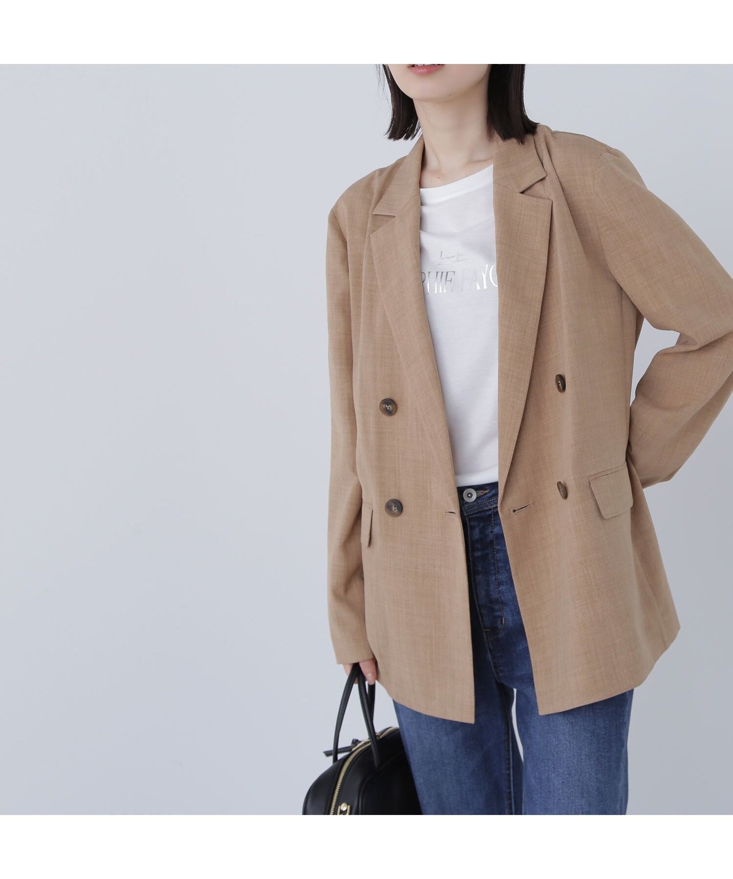 【ナチュラル ビューティー ベーシック/NATURAL BEAUTY BASIC】のライトボクシーダブルジャケット インテリア・キッズ・メンズ・レディースファッション・服の通販 founy(ファニー) 　ファッション　Fashion　レディースファッション　Ladies' Fashion Online　アウター　Coat Outerwear　ジャケット　Jackets　キャメルベージュ1|ID: prp329100004530332 ipo3291000000032382528