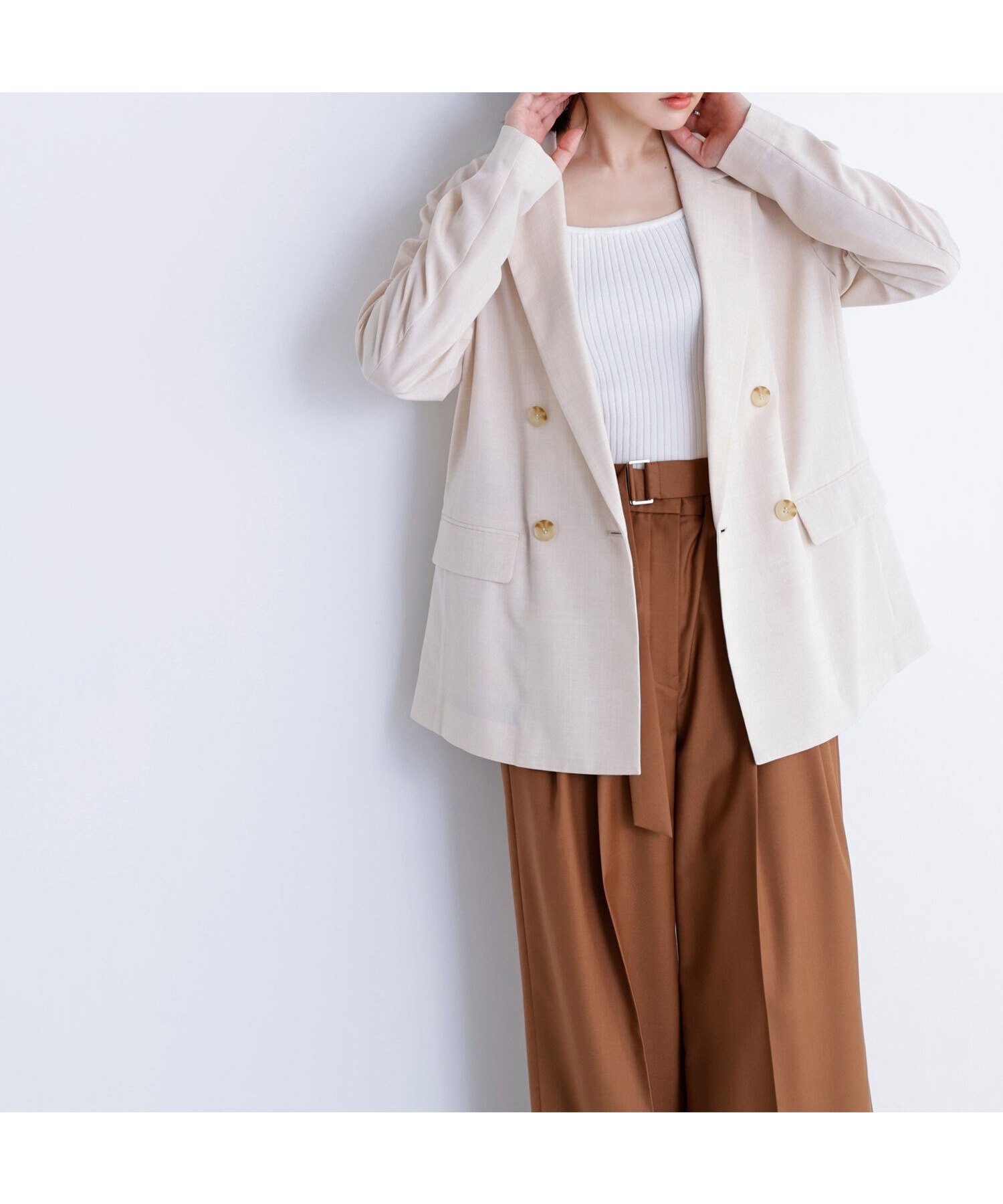 【ナチュラル ビューティー ベーシック/NATURAL BEAUTY BASIC】のライトボクシーダブルジャケット インテリア・キッズ・メンズ・レディースファッション・服の通販 founy(ファニー) 　ファッション　Fashion　レディースファッション　Fashion for Women　アウター　Coat / Outerwear Collection　レディースジャケット・軽アウター　Jackets　ライトベージュ|ID: prp329100004530332 ipo3291000000033834515