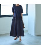 【スタイルデリ/STYLE DELI】の【Made in JAPAN】生地コンビボリュームスカート半袖ワンピース ネイビー|ID: prp329100004530358 ipo3291000000032700214