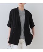 【インディヴィ/INDIVI】の【洗える/メッシュ素材】リネンライク半袖ダブルジャケット ブラック|ID: prp329100004530394 ipo3291000000032029202