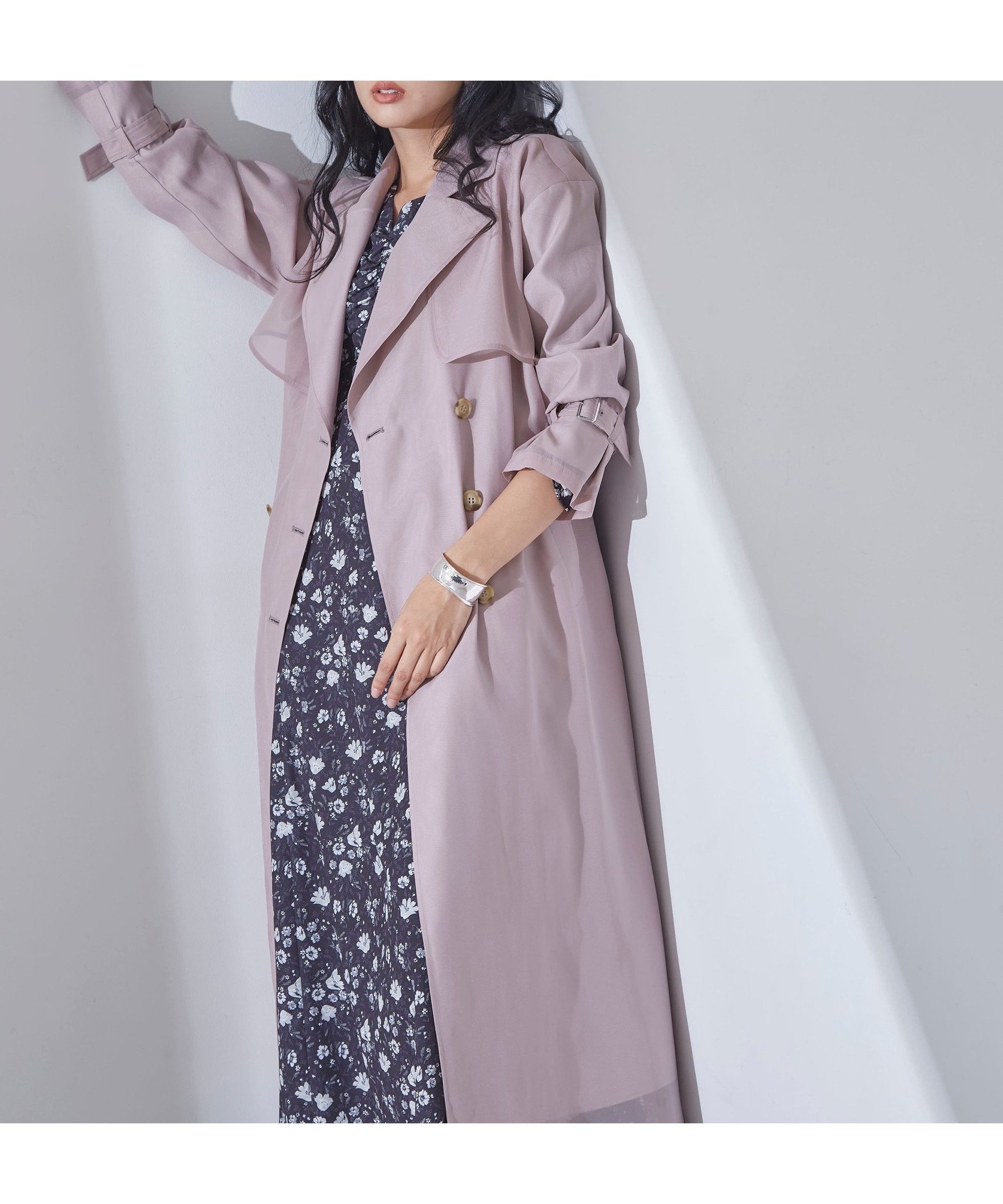 【プロポーション ボディドレッシング/PROPORTION BODY DRESSING】のシアートレンチコート インテリア・キッズ・メンズ・レディースファッション・服の通販 founy(ファニー) 　ファッション　Fashion　レディースファッション　WOMEN　アウター　Coat Outerwear　コート　Coats　トレンチコート　Trench Coats　インナー　Inner　シアー　Sheer　フェミニン　Feminine　春　Spring　ピンク|ID: prp329100004530427 ipo3291000000032029351