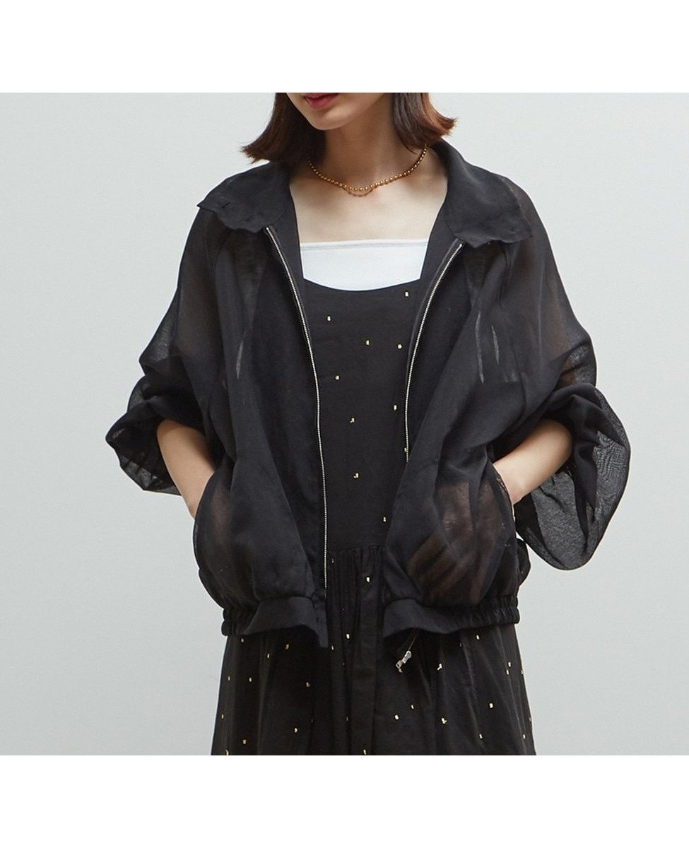 【その他のブランド/Other】のシアーブルゾン インテリア・キッズ・メンズ・レディースファッション・服の通販 founy(ファニー) 　ファッション　Fashion　レディースファッション　WOMEN　アウター　Coat Outerwear　ブルゾン　Blouson/Jackets　シアー　Sheer　スタンド　Stand　フラット　Flat　夏　Summer　羽織　Haori　ブラック|ID: prp329100004530449 ipo3291000000032073299