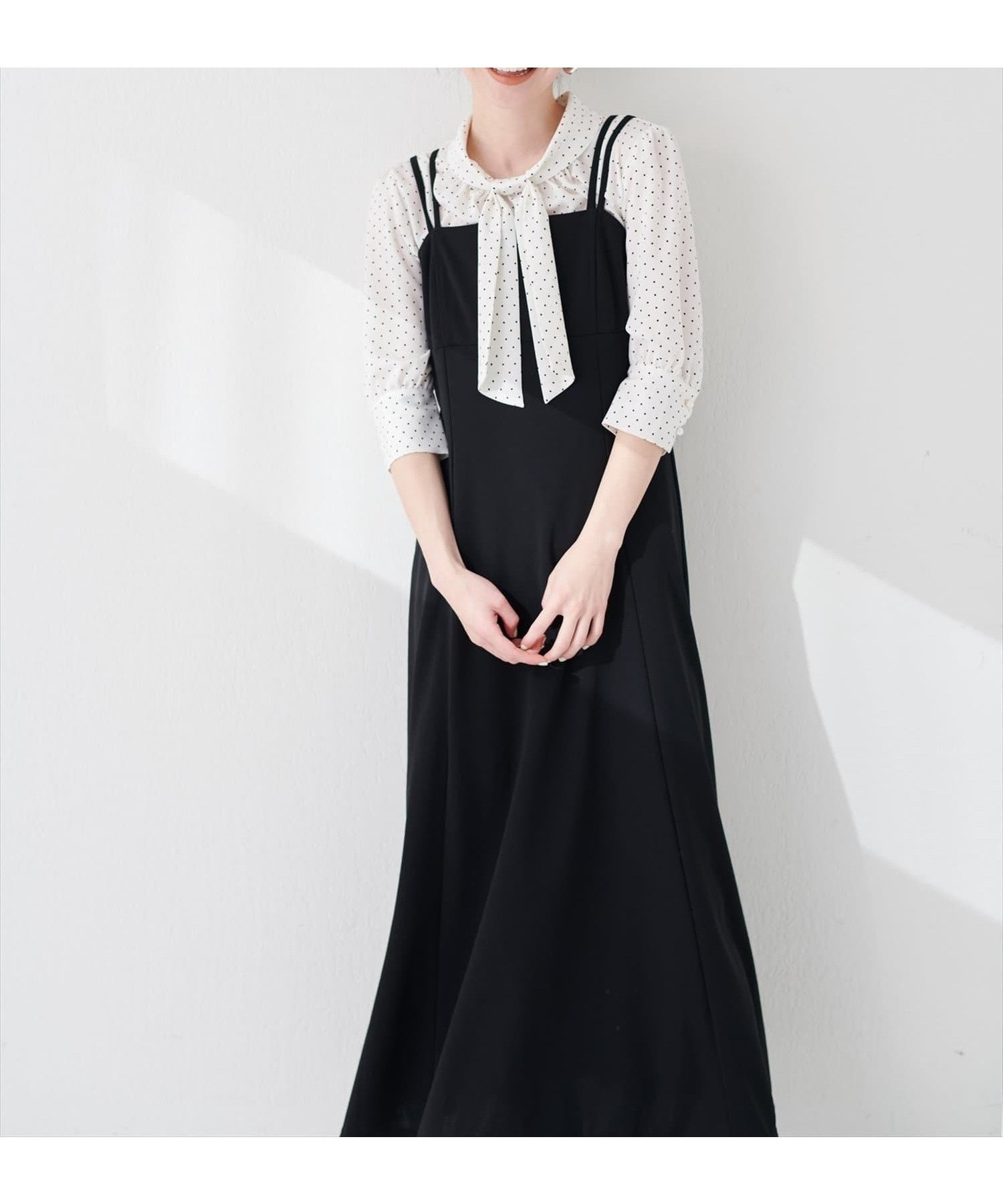【ナチュラルクチュール/natural couture】のカットジョーゼットキャミワンピース 人気、トレンドファッション・服の通販 founy(ファニー) 　ファッション　Fashion　レディースファッション　WOMEN　ワンピース　Dress　キャミワンピース　No Sleeve Dresses　カットソー　Cut And Sew　キャミワンピース　Cami Dress　シンプル　Simple　スリット　Slit　ドット　Dot　ハイネック　High Neck　フレア　Flare　ベーシック　Basic　ポケット　Pocket　リボン　Ribbon　A/W・秋冬　Aw・Autumn/Winter・Fw・Fall-Winter　2025年　2025　2025春夏・S/S　Ss,Spring/Summer,2025　 other-1|ID: prp329100004530467 ipo3291000000032029502