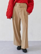 【ゼヴォン/Thevon】の【全骨格細見え】ベルト付きハイウエストタックパンツ ベージュ|ID: prp329100004530485 ipo3291000000032029589