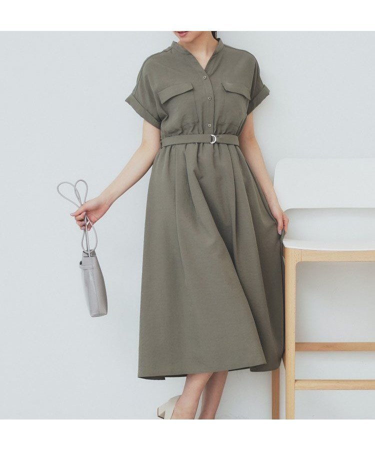【インデックス/INDEX】の《6color/XS-LLsize》ダブルポケットスキッパーシャツワンピース【洗濯機洗い可/抗ピル/吸水速乾/防シワ】 インテリア・キッズ・メンズ・レディースファッション・服の通販 founy(ファニー) 　ファッション　Fashion　レディースファッション　WOMEN　ワンピース　Dress　シャツワンピース　Shirt Dresses　吸水　Water Absorption　スキッパー　Skipper　定番　Standard　フレア　Flare　ポケット　Pocket　半袖　Short Sleeve　おすすめ　Recommend　カーキ|ID: prp329100004530558 ipo3291000000032029890