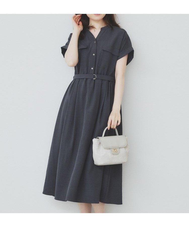 【インデックス/INDEX】の《6色展開/XS-LLサイズ》ダブルポケットスキッパーシャツワンピース【洗濯機洗い可/抗ピル/吸水速乾/防シワ】 インテリア・キッズ・メンズ・レディースファッション・服の通販 founy(ファニー) 　ファッション　Fashion　レディースファッション　Ladies' Fashion Online　ワンピース　Dress　シャツワンピース　Shirt Dresses　吸水　Water Absorption　スキッパー　Skipper　定番　Standard　フレア　Flare　ポケット　Pocket　半袖　Short Sleeve　チャコールグレー|ID: prp329100004530558 ipo3291000000032489484