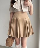 【ナイスクラップ/NICE CLAUP】のプレート付きプリーツミニスカート ベージュ|ID: prp329100004530569 ipo3291000000032527060