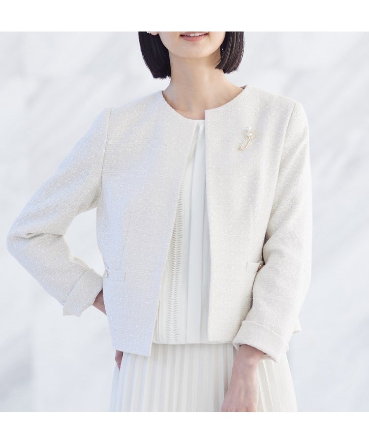 【インディヴィ/INDIVI】の春SALE!【華やか】ファンシーツイードジャケット インテリア・キッズ・メンズ・レディースファッション・服の通販 founy(ファニー) 　ファッション　Fashion　レディースファッション　WOMEN　アウター　Coat Outerwear　ジャケット　Jackets　おすすめ　Recommend　コンパクト　Compact　セレモニー　Ceremony　ツイード　Tweed　プリーツ　Pleats　ポケット　Pocket　ミックス　Mix　ワイド　Wide　エレガント 上品　Elegant　春　Spring　結婚式　Wedding Ceremony　ビジネス 仕事 通勤　Business　ライトベージュ|ID: prp329100004530600 ipo3291000000032030080