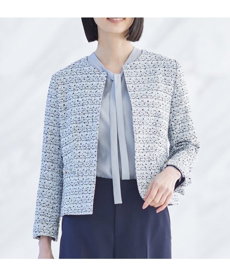 【インディヴィ/INDIVI】の春SALE!【華やか】ファンシーツイードジャケット インテリア・キッズ・メンズ・レディースファッション・服の通販 founy(ファニー) 　ファッション　Fashion　レディースファッション　WOMEN　アウター　Coat Outerwear　ジャケット　Jackets　おすすめ　Recommend　コンパクト　Compact　セレモニー　Ceremony　ツイード　Tweed　プリーツ　Pleats　ポケット　Pocket　ミックス　Mix　ワイド　Wide　エレガント 上品　Elegant　春　Spring　結婚式　Wedding Ceremony　ビジネス 仕事 通勤　Business　サックスブルー|ID: prp329100004530600 ipo3291000000032030082