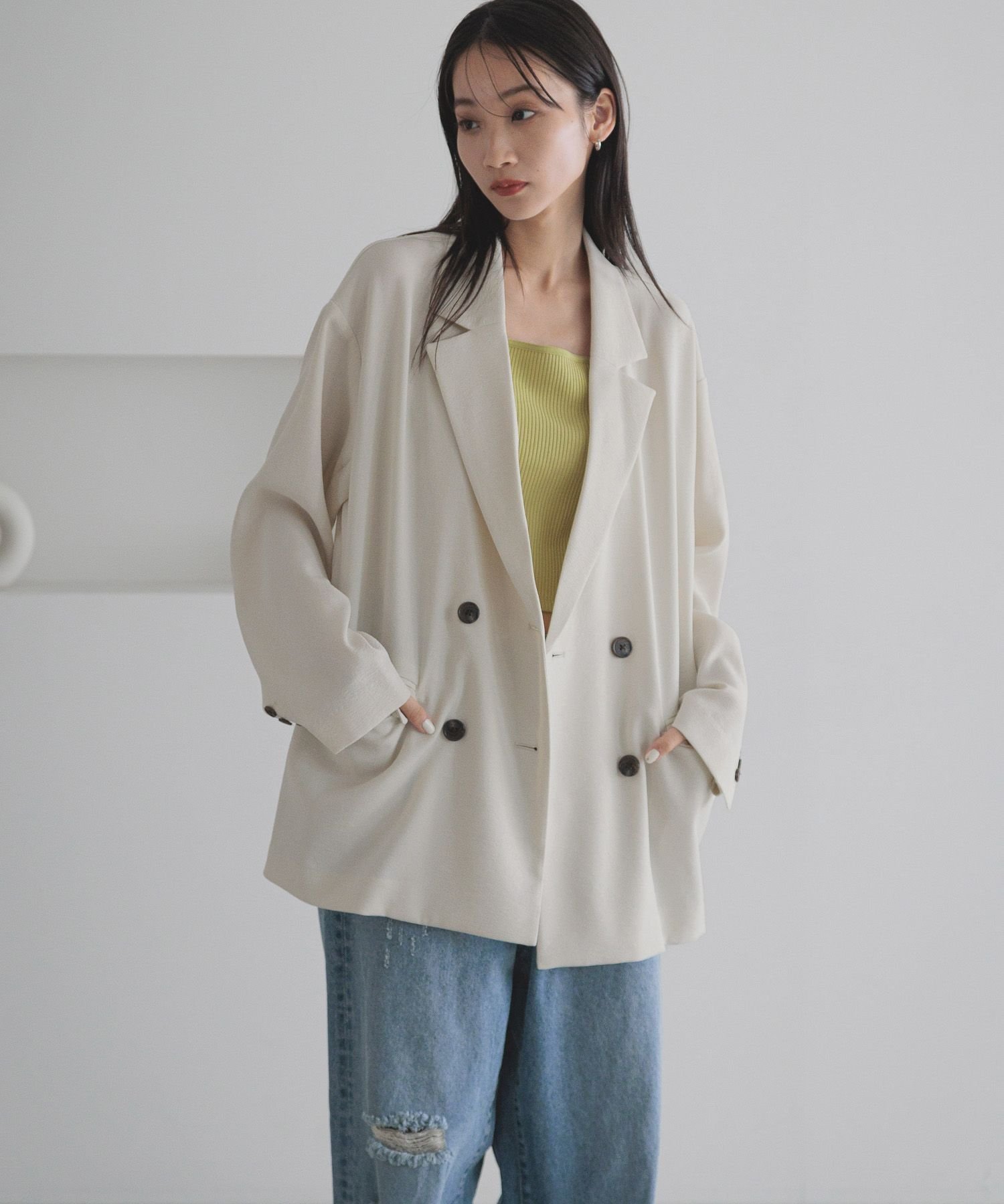 【ローリーズファーム/LOWRYS FARM】のホップサックダブルジャケット インテリア・キッズ・メンズ・レディースファッション・服の通販 founy(ファニー) 　ファッション　Fashion　レディースファッション　Fashion for Women　アウター　Coat / Outerwear Collection　レディースジャケット・軽アウター　Jackets　おすすめ　Recommended / Our Picks　シンプル　Simple, Minimal　ジャケット　Jacket, Outerwear　セットアップ　Set-Up, Coordinated Outfit　ダブル　Double, Double-Breasted　チュール　Tulip, Tulip Motif　ビスチェ　Bustier, Corset Top　人気　Popular, Best Seller　定番　Standard, Basic Item　アイボリー|ID: prp329100004530627 ipo3291000000033387154