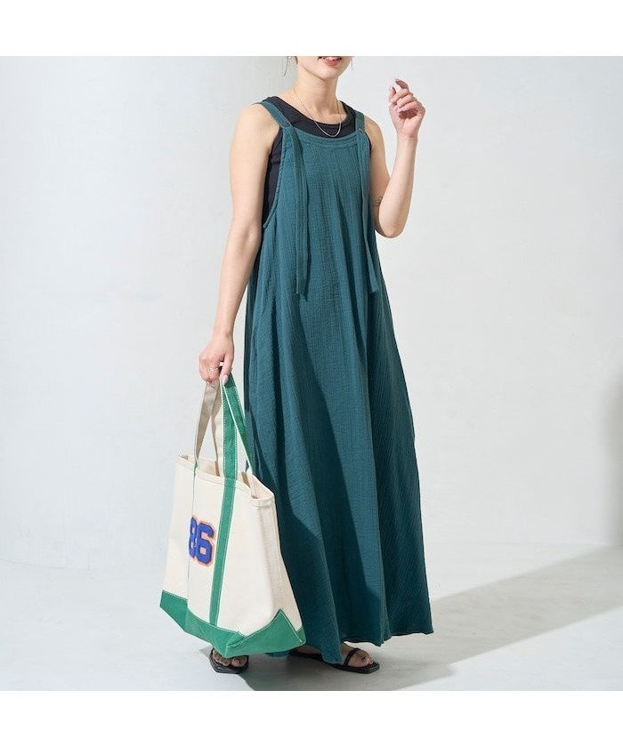 【フリークスストア/FREAK'S STORE】のインド ダブルガーゼ ボタン キャミワンピース【限定展開】 25SS インテリア・キッズ・メンズ・レディースファッション・服の通販 founy(ファニー) 　ファッション　Fashion　レディースファッション　WOMEN　ワンピース　Dress　キャミワンピース　No Sleeve Dresses　2025年　2025　2025春夏・S/S　Ss,Spring/Summer,2025　インド　India　キャミワンピース　Cami Dress　ダブル　Double　ポケット　Pocket　グリーン|ID: prp329100004530637 ipo3291000000032191474