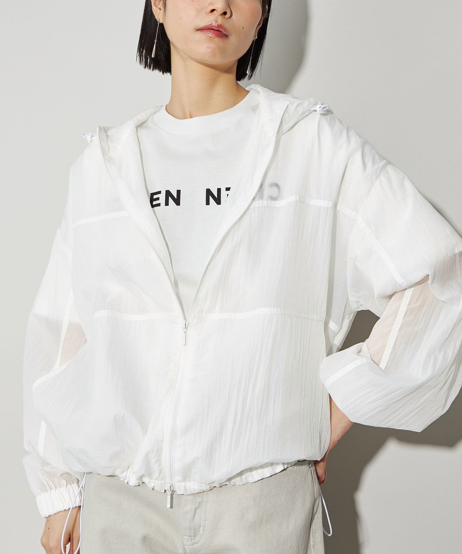 【その他のブランド/Other】のCITEN シアナイロンパーカー インテリア・キッズ・メンズ・レディースファッション・服の通販 founy(ファニー) 　ファッション　Fashion　レディースファッション　Fashion for Women　トップス・カットソー　Cut & Sew Tops　レディースパーカー・カジュアルフーディー　Casual Hoodies & Sweatshirts　インナー　Innerwear　シアー　Sheer, See-Through　スピンドル　Spindle, Drawcord　ノースリーブ　Sleeveless, No-Sleeve　バランス　Balance, Style Balance　バルーン　Balloon, Balloon Silhouette　フィット　Fit, Slim Fit　羽織　Haori, Light Jacket　A/W・秋冬　Autumn/Winter　おすすめ　Recommended / Our Picks　WHITE|ID: prp329100004530653 ipo3291000000032748675