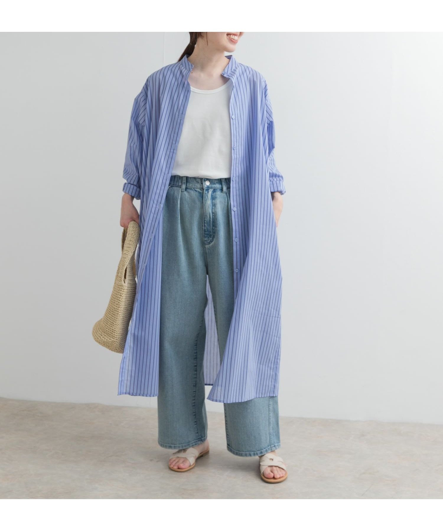 【アーバンリサーチ ドアーズ/URBAN RESEARCH DOORS】のカラーストライプシャツワンピース インテリア・キッズ・メンズ・レディースファッション・服の通販 founy(ファニー) 　ファッション　Fashion　レディースファッション　WOMEN　ワンピース　Dress　シャツワンピース　Shirt Dresses　2025年　2025　2025春夏・S/S　Ss,Spring/Summer,2025　シンプル　Simple　スタンド　Stand　ストライプ　Stripe　ベーシック　Basic　夏　Summer　春　Spring　S/S・春夏　Ss・Spring/Summer　BLUE|ID: prp329100004530702 ipo3291000000032030515
