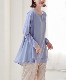 【ラナン/Ranan】の異素材切替フレアーチュニック 人気、トレンドファッション・服の通販 founy(ファニー) ファッション Fashion レディースファッション WOMEN トップス・カットソー Tops/Tshirt カットソー Cut And Sew シフォン Chiffon チュニック Tunic フレア Flare リラックス Relax ロング Long 切替 Switching 夏 Summer |ID:prp329100004530707