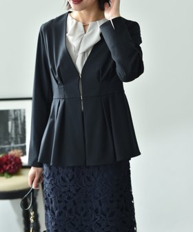 【インタープラネット/INTERPLANET】の【UV・ウォッシャブル・接触冷感】ストレッチツイルペプラムデザインカラーレスジャケット 人気、トレンドファッション・服の通販 founy(ファニー) ファッション Fashion レディースファッション WOMEN アウター Coat Outerwear ジャケット Jackets ジャケット Jacket ストレッチ Stretch スーツ Suit ベーシック Basic |ID:prp329100004530726