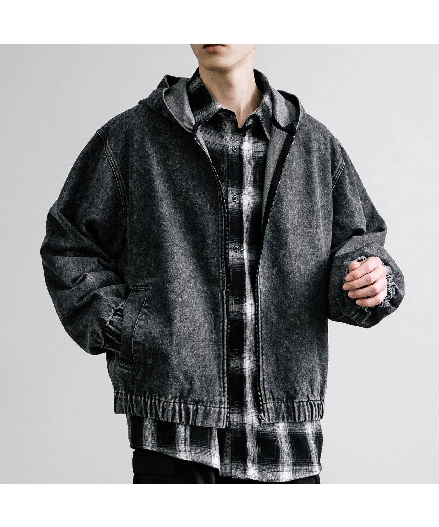 【ロッキーモンロー/Rocky Monroe】のオーバーサイズデニムフルZIPパーカー インテリア・キッズ・メンズ・レディースファッション・服の通販 founy(ファニー) 　ファッション　Fashion　レディースファッション　WOMEN　トップス・カットソー　Tops/Tshirt　パーカ　Sweats　ケミカル　Chemical　シンプル　Simple　デニム　Denim　パーカー　Hoodie　ロング　Long　ケミカルブラック|ID: prp329100004530731 ipo3291000000032030635