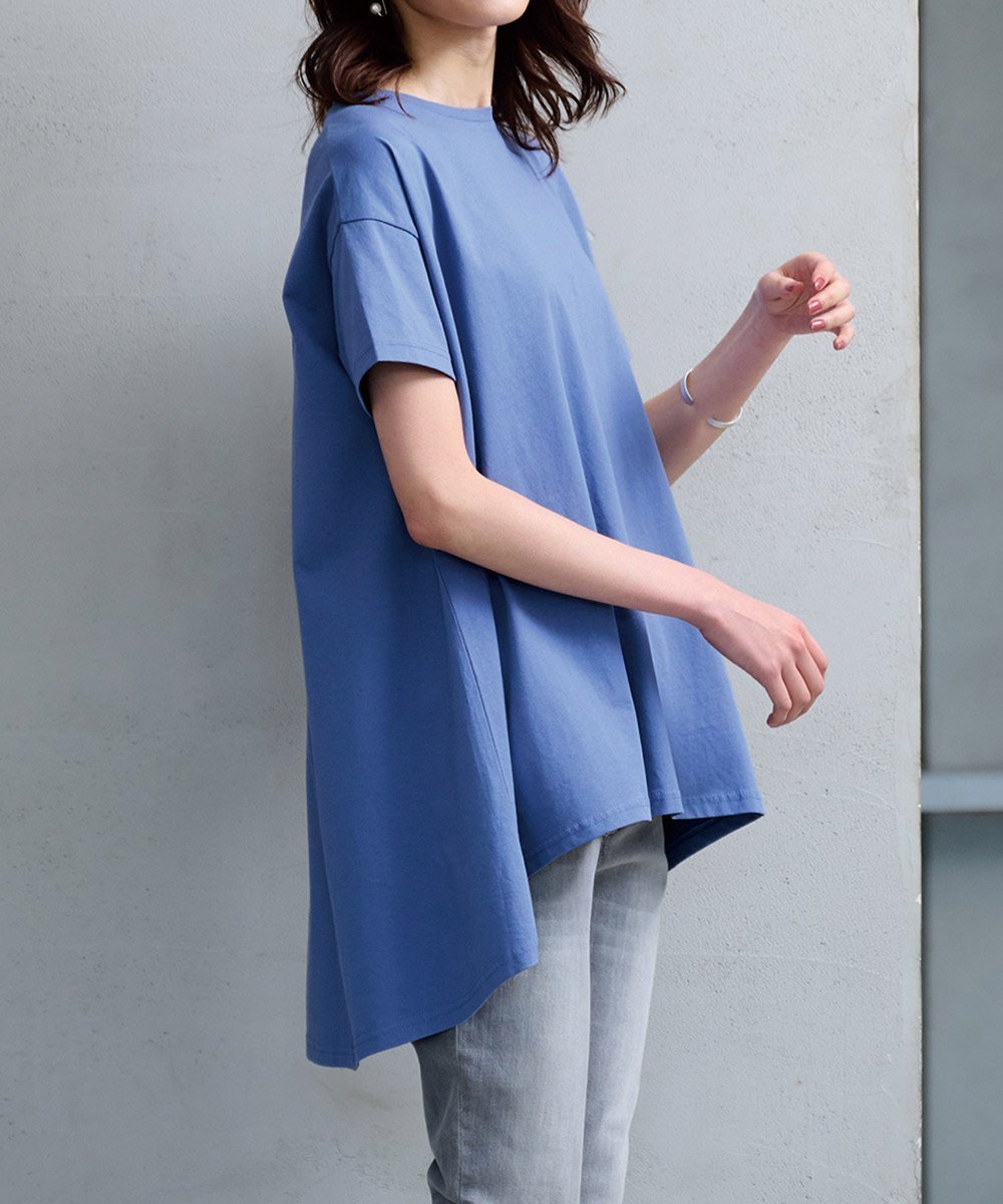 【ラナン/Ranan】のRanan/ BC フレアーシルエットチュニック半袖 インテリア・キッズ・メンズ・レディースファッション・服の通販 founy(ファニー) 　ファッション　Fashion　レディースファッション　Ladies' Fashion Online　トップス・カットソー　Tops/Tshirt　ロング　Long　エレガント 上品　Elegant　半袖　Short Sleeve　夏　Summer　ダスティブルー|ID: prp329100004530736 ipo3291000000032642837