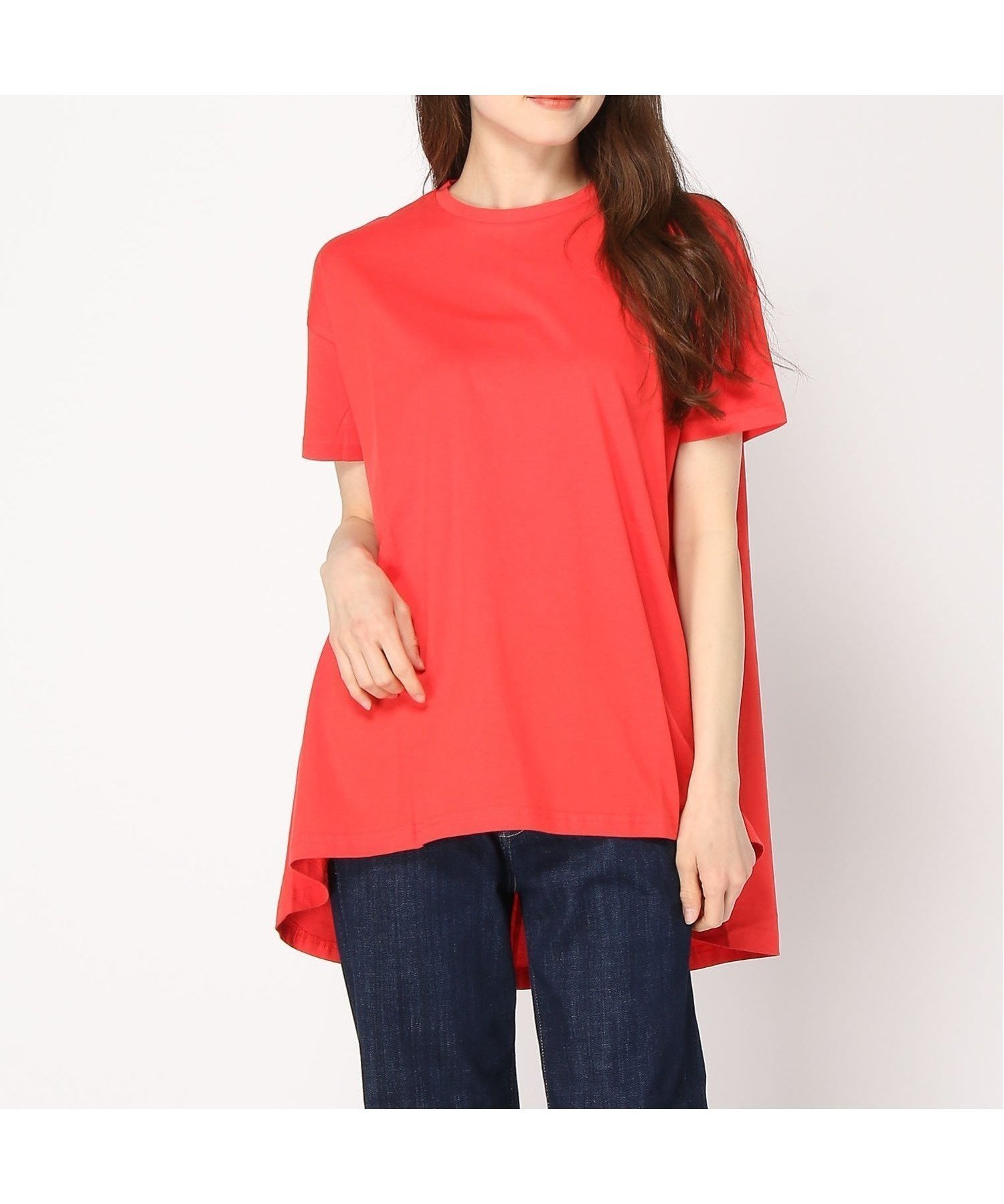 【ラナン/Ranan】のRanan/ BC フレアーシルエットチュニック半袖 インテリア・キッズ・メンズ・レディースファッション・服の通販 founy(ファニー) 　ファッション　Fashion　レディースファッション　Ladies' Fashion Online　トップス・カットソー　Tops/Tshirt　ロング　Long　エレガント 上品　Elegant　半袖　Short Sleeve　夏　Summer　オレンジレッド|ID: prp329100004530736 ipo3291000000032642845