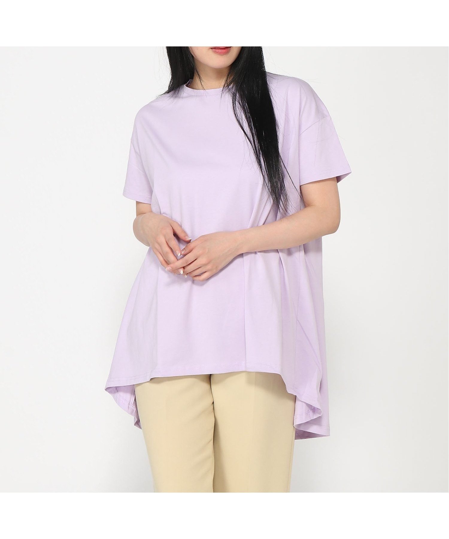 【ラナン/Ranan】のRanan/ BC フレアーシルエットチュニック半袖 インテリア・キッズ・メンズ・レディースファッション・服の通販 founy(ファニー) 　ファッション　Fashion　レディースファッション　Ladies' Fashion Online　トップス・カットソー　Tops/Tshirt　ロング　Long　エレガント 上品　Elegant　半袖　Short Sleeve　夏　Summer　パープル|ID: prp329100004530736 ipo3291000000032642851