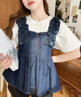 【その他のブランド/Other】のフロントジップダブルフリルショルダーライトオンスデニムペプラムチュニック 人気、トレンドファッション・服の通販 founy(ファニー) ファッション Fashion メンズファッション Fashion for Men ガーリー Girly, Feminine Style キャミソール Camisole, Spaghetti Strap Top ショルダー Shoulder, Shoulder Strap スラックス Slacks, Dress Pants セットアップ Set-Up, Coordinated Outfit タイトスカート Pencil Skirt, Tight Skirt ダブル Double, Double-Breasted チュニック Tunic, Long Top デニム Denim, Jeans Material トレンド Trend, Trending Now 定番 Standard, Basic Item フィット Fit, Slim Fit フリル Frill, Ruffle フレア Flare, Flared フロント Front, Front Design おすすめ Recommended / Our Picks |ID:prp329100004530765