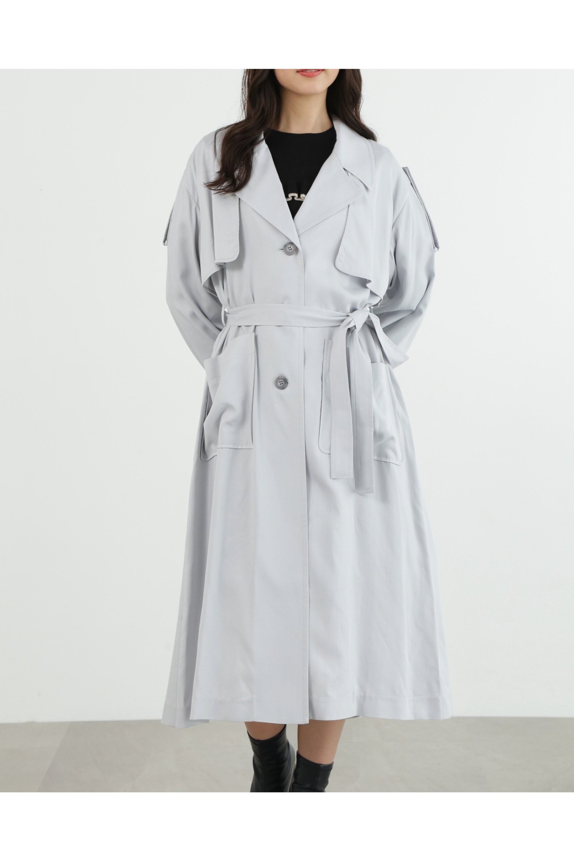 【ジルスチュアート/JILL STUART】のリヨセルナイロンロングコート インテリア・キッズ・メンズ・レディースファッション・服の通販 founy(ファニー) 　ファッション　Fashion　レディースファッション　Fashion for Women　アウター　Coat / Outerwear Collection　コート・ロングコート・ピーコート　Long Coats, Peacoats & More　ボックス　Boxy, Box Shape　ヨーク　Yoke, Yoke Design　ロング　Long, Long-Length　ブルー|ID: prp329100004530773 ipo3291000000032748414