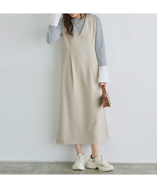【ピエロ/Pierrot】の選べるIラインジャンパースカート インテリア・キッズ・メンズ・レディースファッション・服の通販 founy(ファニー) 　ファッション　Fashion　レディースファッション　WOMEN　スカート　Skirt　インナー　Inner　ジャカード　Jacquard　ツイード　Tweed　無地　Plain Color　無地/ライトグレージュ|ID: prp329100004530782 ipo3291000000032030836