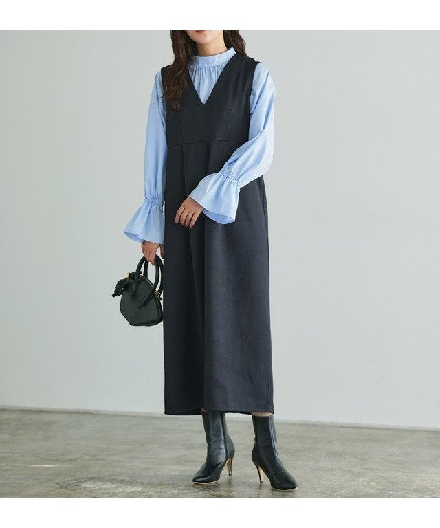 【ピエロ/Pierrot】の選べるIラインジャンパースカート インテリア・キッズ・メンズ・レディースファッション・服の通販 founy(ファニー) 　ファッション　Fashion　レディースファッション　WOMEN　スカート　Skirt　インナー　Inner　ジャカード　Jacquard　ツイード　Tweed　無地　Plain Color　ツイード/ネイビー|ID: prp329100004530782 ipo3291000000032030838