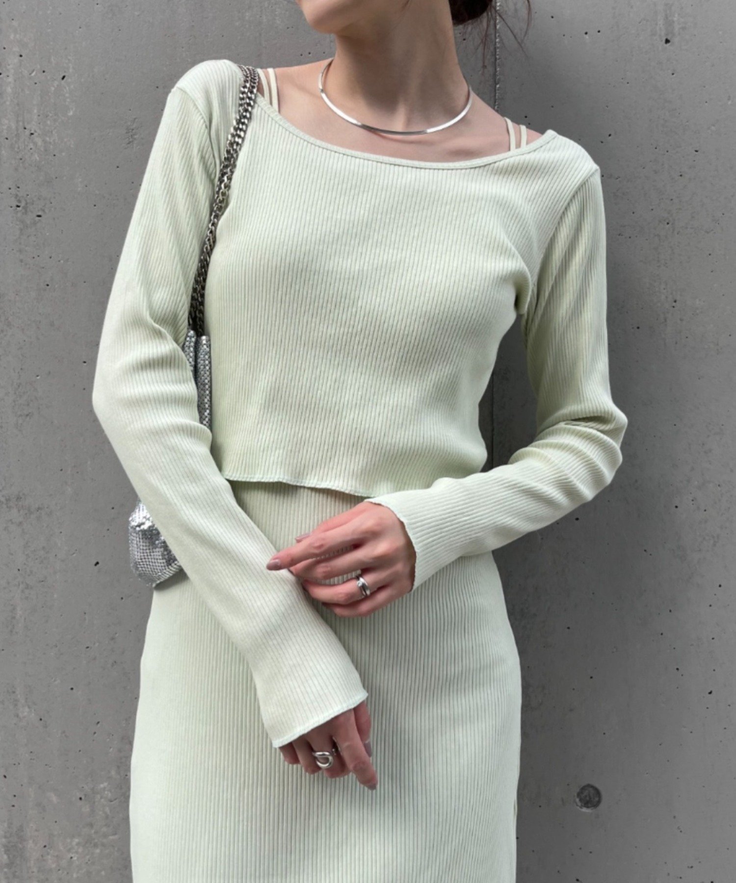 【チャオパニックティピー/CIAOPANIC TYPY】の【shay/シェイ】ロングスリーブTee*カップ付ワンピース(セット) インテリア・キッズ・メンズ・レディースファッション・服の通販 founy(ファニー) 　ファッション　Fashion　レディースファッション　WOMEN　ワンピース　Dress　おすすめ　Recommend　クロップド　Cropped　スリーブ　Sleeve　ロング　Long　グリーンイエロー|ID: prp329100004530791 ipo3291000000032030876