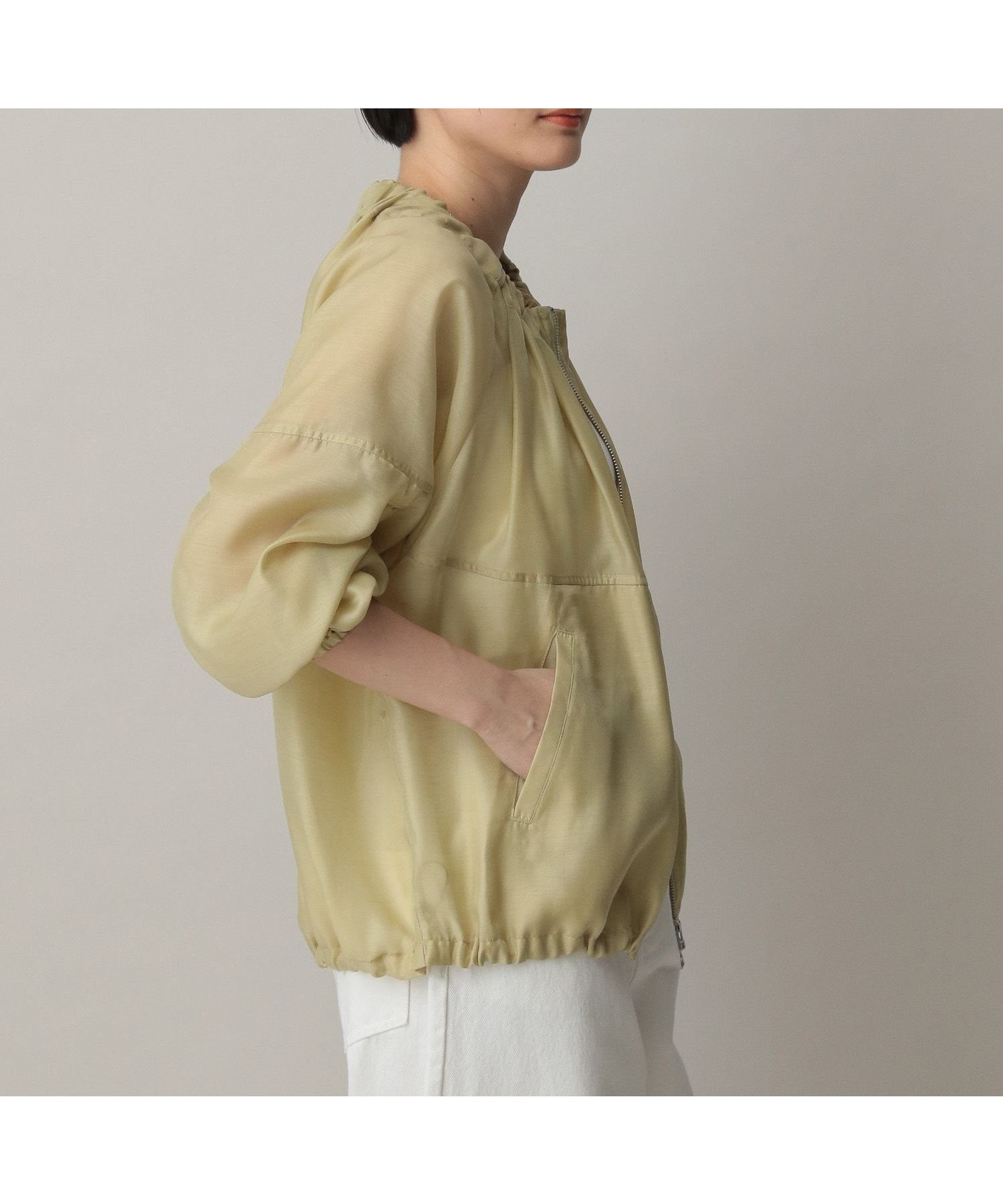 【その他のブランド/Other】のシアーシャーリングブルゾン インテリア・キッズ・メンズ・レディースファッション・服の通販 founy(ファニー) 　ファッション　Fashion　レディースファッション　WOMEN　アウター　Coat Outerwear　ブルゾン　Blouson/Jackets　おすすめ　Recommend　オーガンジー　Organdy　キャミワンピース　Cami Dress　シアー　Sheer　スリット　Slit　デニム　Denim　フロント　Front　ブルゾン　Blouson　ポケット　Pocket　軽量　Lightweight　ライトグリーン73|ID: prp329100004530797 ipo3291000000032055821