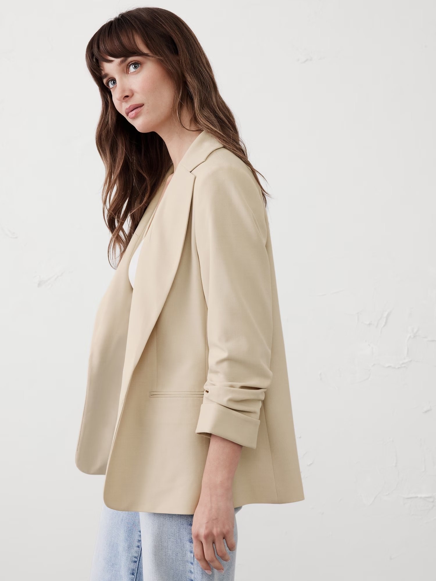 【バナナリパブリック ファクトリーストア/BANANA REPUBLIC FACTORY STORE】のBANANA REPUBLIC FACTORY STORE HAYDEN ブレザージャケット インテリア・キッズ・メンズ・レディースファッション・服の通販 founy(ファニー) 　ファッション　Fashion　レディースファッション　WOMEN　アウター　Coat Outerwear　ジャケット　Jackets　シルク　Silk　ジャケット　Jacket　スカーフ　Scarf　セレモニー　Ceremony　バランス　Balance　ミックス　Mix　エレガント 上品　Elegant　OYSTER_PEARL|ID: prp329100004530811 ipo3291000000032030969