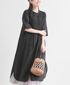 【アールピーエス/rps】の刺繍*ピンタックバンドカラーシャツワンピース ブラック|ID: prp329100004530813 ipo3291000000032030975