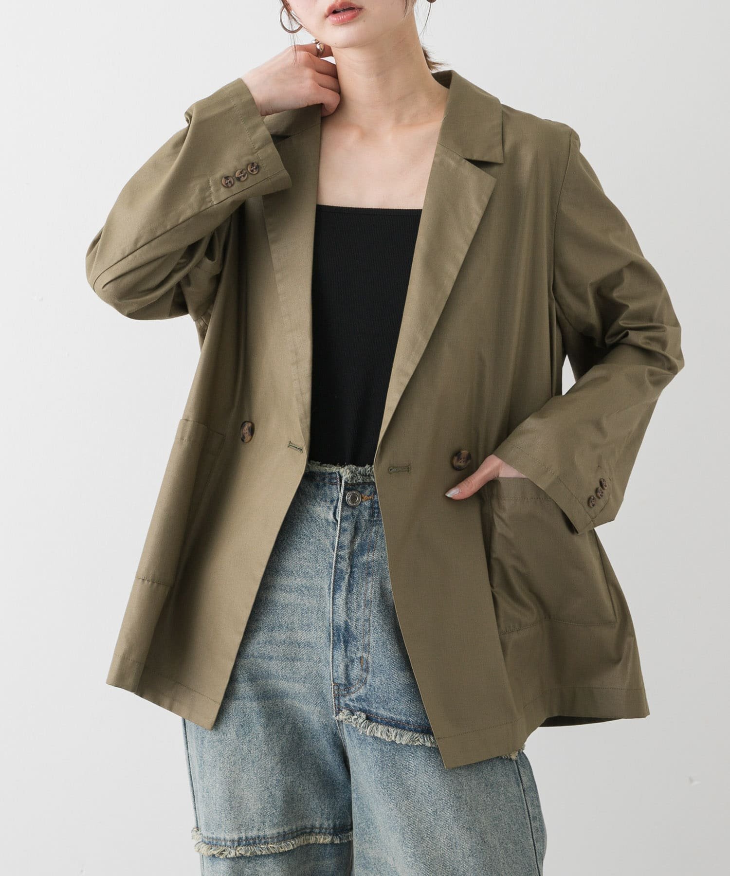 【センスオブプレイス/SENSE OF PLACE by URBAN RESEARCH】のチンツテーラードジャケット インテリア・キッズ・メンズ・レディースファッション・服の通販 founy(ファニー) 　ファッション　Fashion　レディースファッション　WOMEN　アウター　Coat Outerwear　ジャケット　Jackets　テーラードジャケット　Tailored Jackets　2025年　2025　2025春夏・S/S　Ss,Spring/Summer,2025　ジャケット　Jacket　夏　Summer　S/S・春夏　Ss・Spring/Summer　KHAKI|ID: prp329100004530884 ipo3291000000032031268