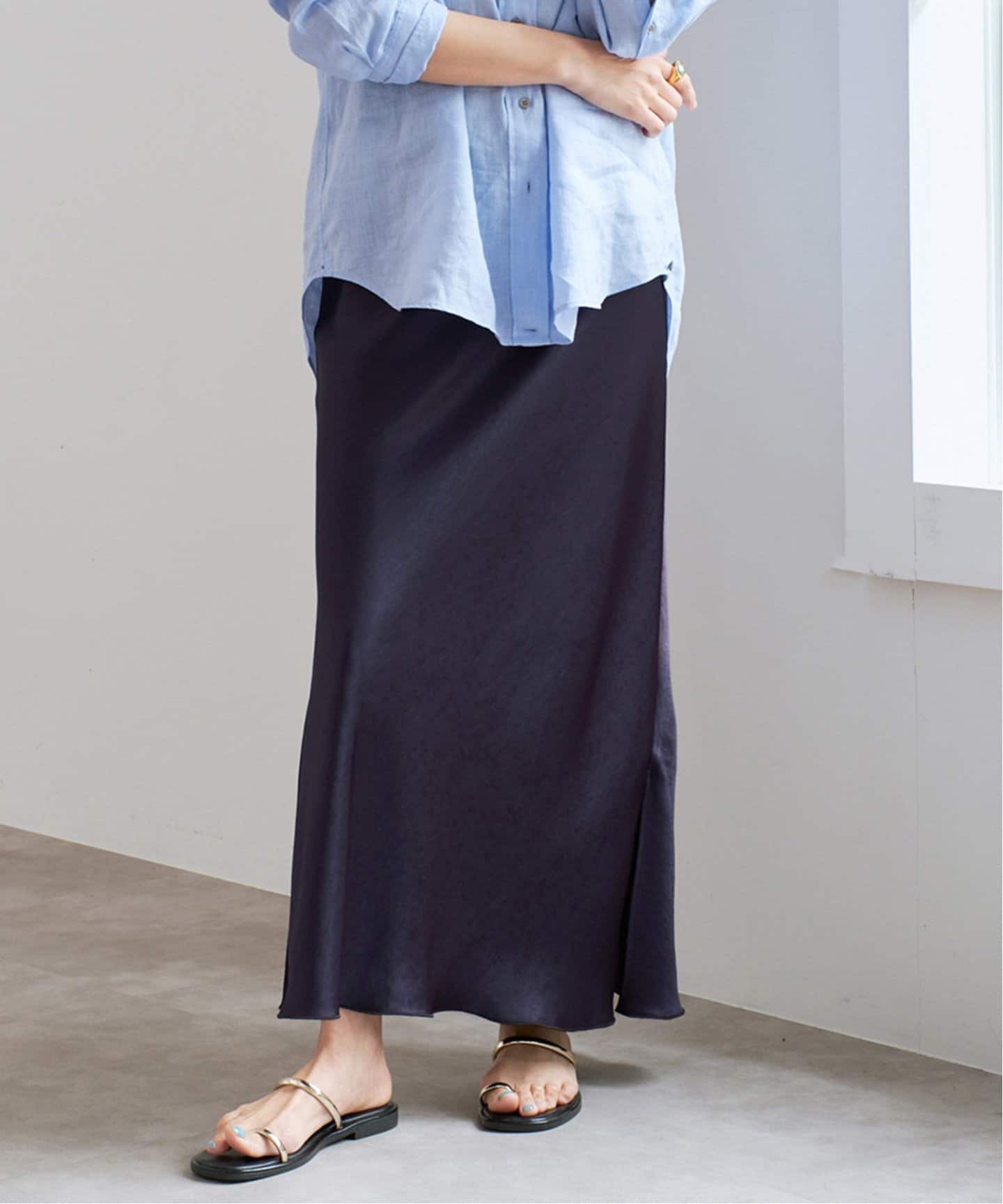 【イエナ/IENA】の《追加13》ダブルサテンスカート インテリア・キッズ・メンズ・レディースファッション・服の通販 founy(ファニー) 　ファッション　Fashion　レディースファッション　WOMEN　スカート　Skirt　2025年　2025　2025春夏・S/S　Ss,Spring/Summer,2025　ネイビー|ID: prp329100004530902 ipo3291000000032302357