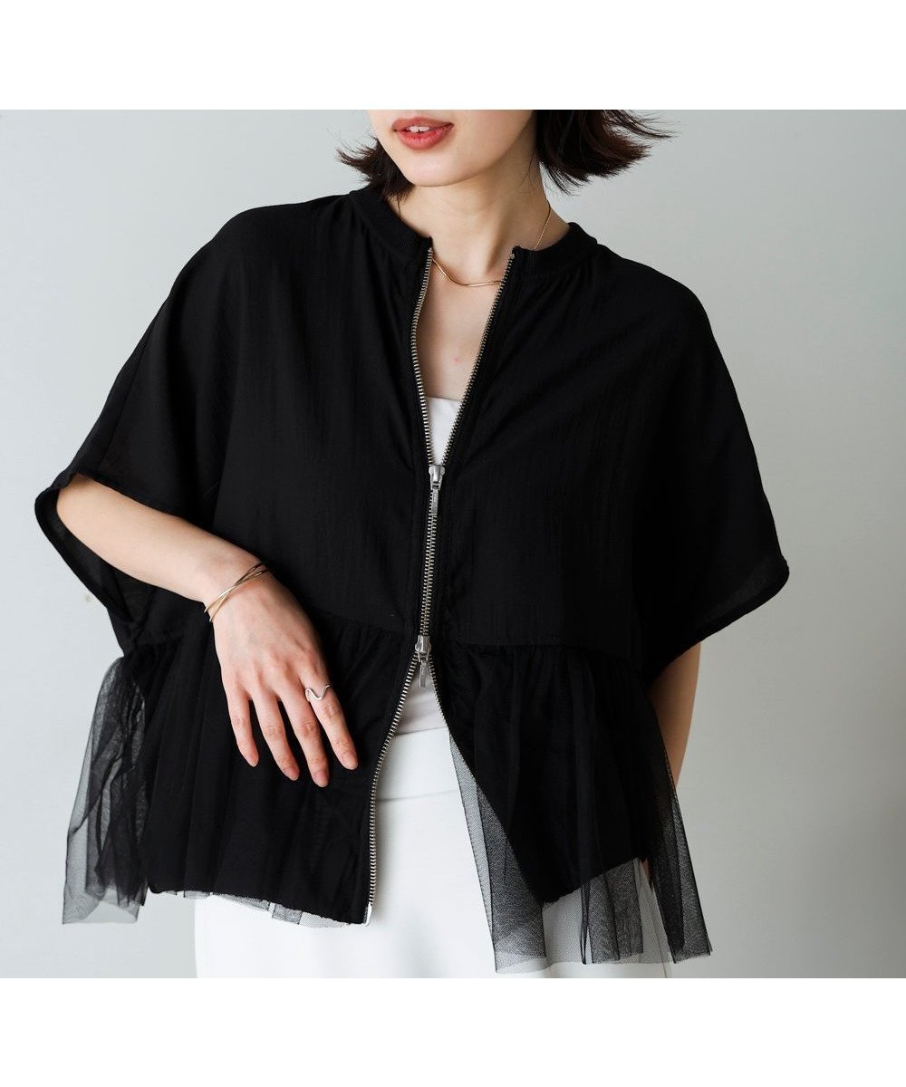 【バブ ブージュルード/Bab Bou Jeloud】のチュールドッキングジャケット インテリア・キッズ・メンズ・レディースファッション・服の通販 founy(ファニー) 　ファッション　Fashion　レディースファッション　WOMEN　アウター　Coat Outerwear　ジャケット　Jackets　シフォン　Chiffon　チュール　Tulle　再入荷　Restock/Back In Stock/Re Arrival　BLACK|ID: prp329100004530931 ipo3291000000032031467