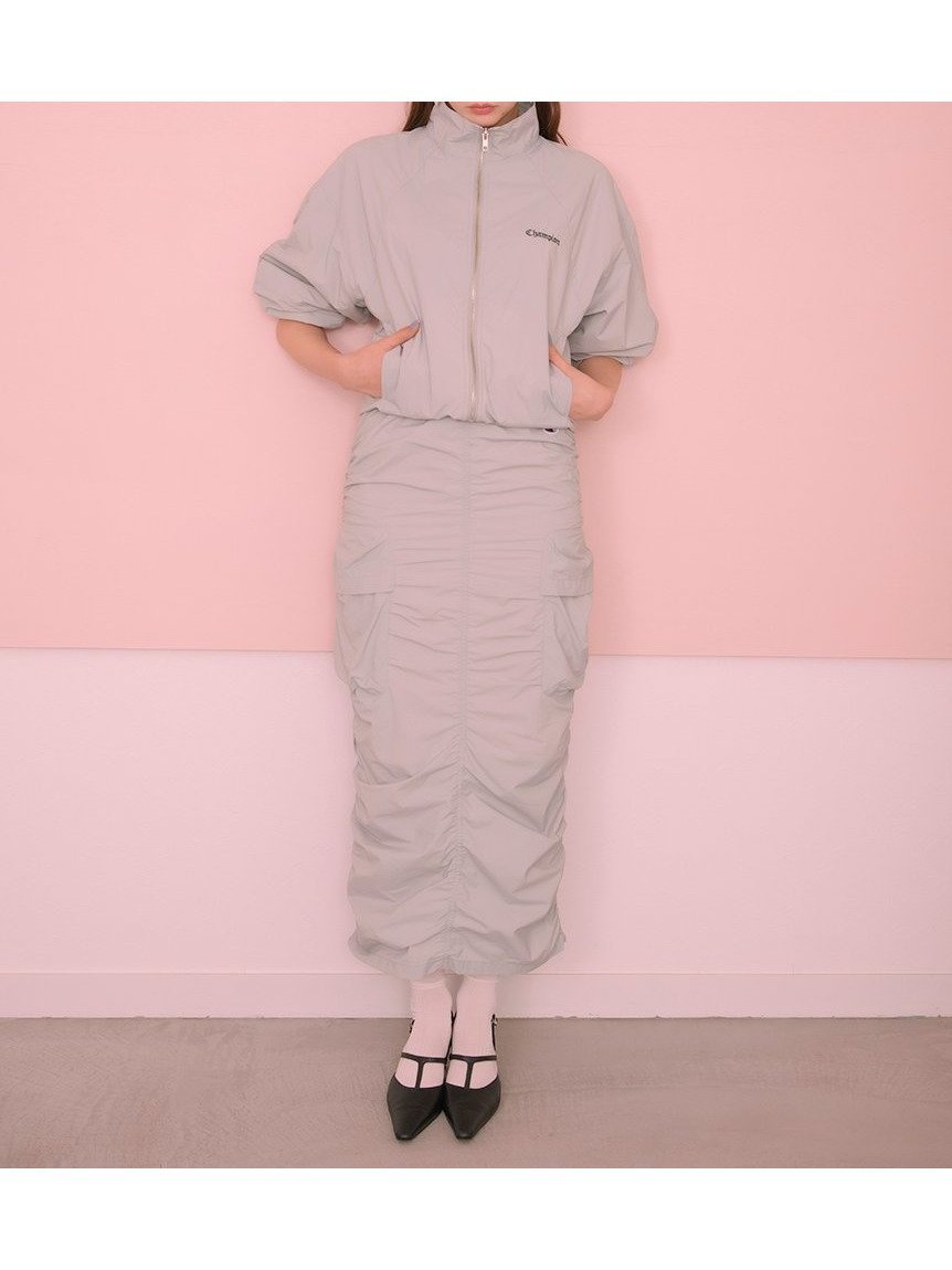 【フレイ アイディー/FRAY I.D】の【Champion】シャーリングストレートスカート 人気、トレンドファッション・服の通販 founy(ファニー) 　ファッション　Fashion　レディースファッション　WOMEN　スカート　Skirt　おすすめ　Recommend　ギャザー　Gather　クール　Cool　ジャケット　Jacket　スタイリッシュ　Stylish　ストレート　Straight　スリット　Slit　セットアップ　Set Up　フラップ　Flap　ポケット　Pocket　軽量　Lightweight　 other-1|ID: prp329100004530941 ipo3291000000032031502